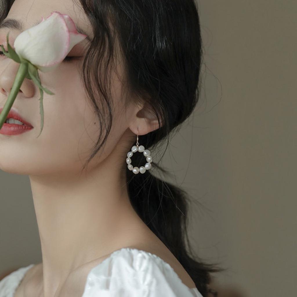 Оптовая продажа 100% натуральные барочные пресноводные жемчужные серьги-подвески с покрытием из 14-каратного золота для женщин, гипоаллергенные