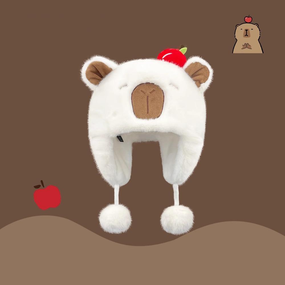 Шапка-пуловер Милая шапка капибары Мультяшная плюшевая шапка Милые животные Ушки Шапки-бини Зима Осень