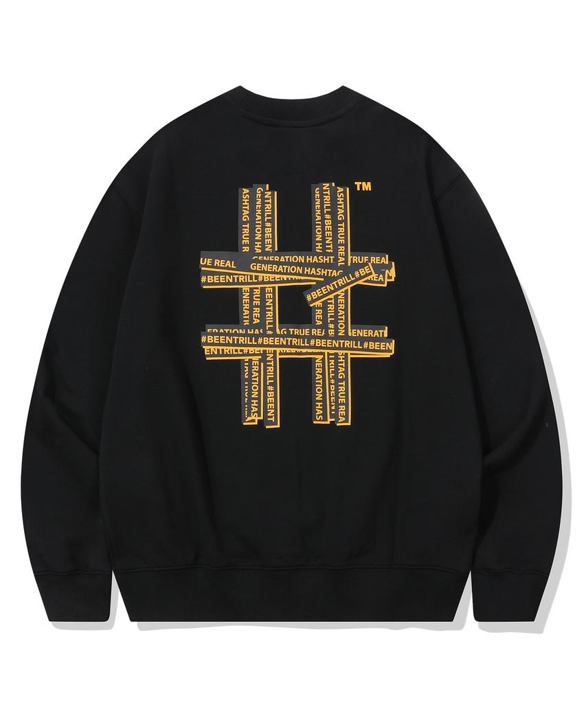 Свитшот BEENTRILL с золотой тейпированной хэштег-надписью (черный)