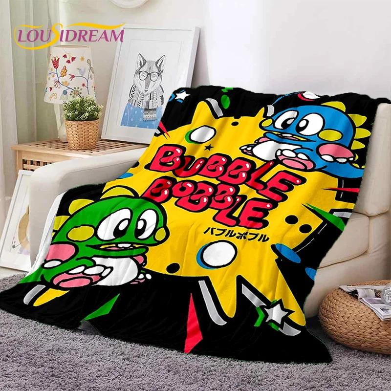 Мультяшный Bubble Bobble Puzzle Bobble Retro Game Мягкое фланелевое одеяло для кроватей, спальни, дивана, пикника, плед для отдыха на открытом воздухе