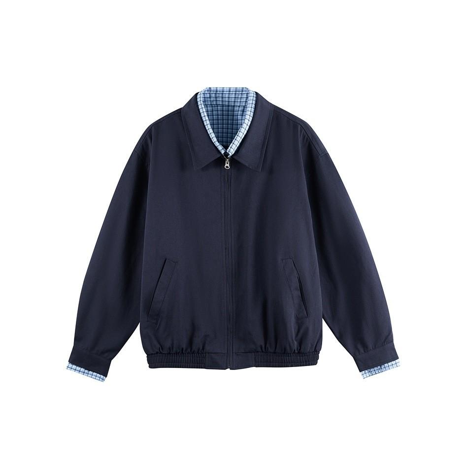 UNDOMAZE Men's Retro Plaid Patchwork Lapel Workwear Jacket