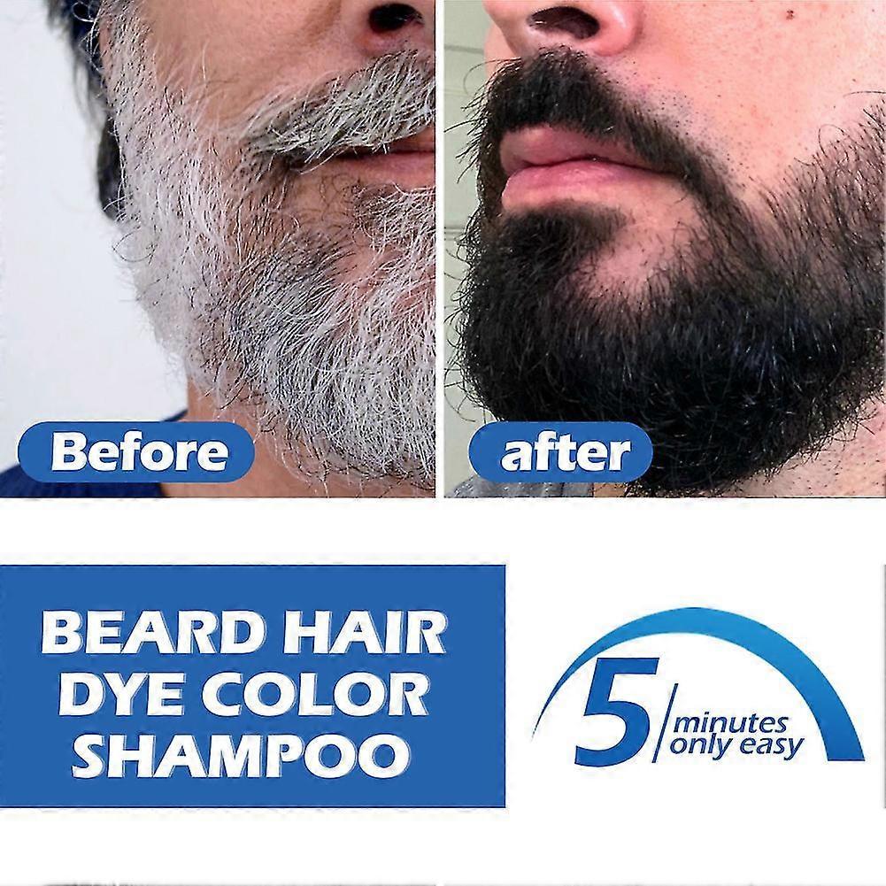 3pcs Beard Color Dye Shampoo Natural Men Mustache Dying Black Darkening