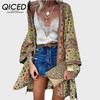 Women's Early Autumn Thin Loose Bohemian Long Sleeve Printed Mid-Length Cardigan