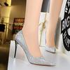 Bigtree Women's Slim Heel 7.5- 10.5cm High Heel Shallow Mouth Pointed Sequin Sexy Night Club High Heels