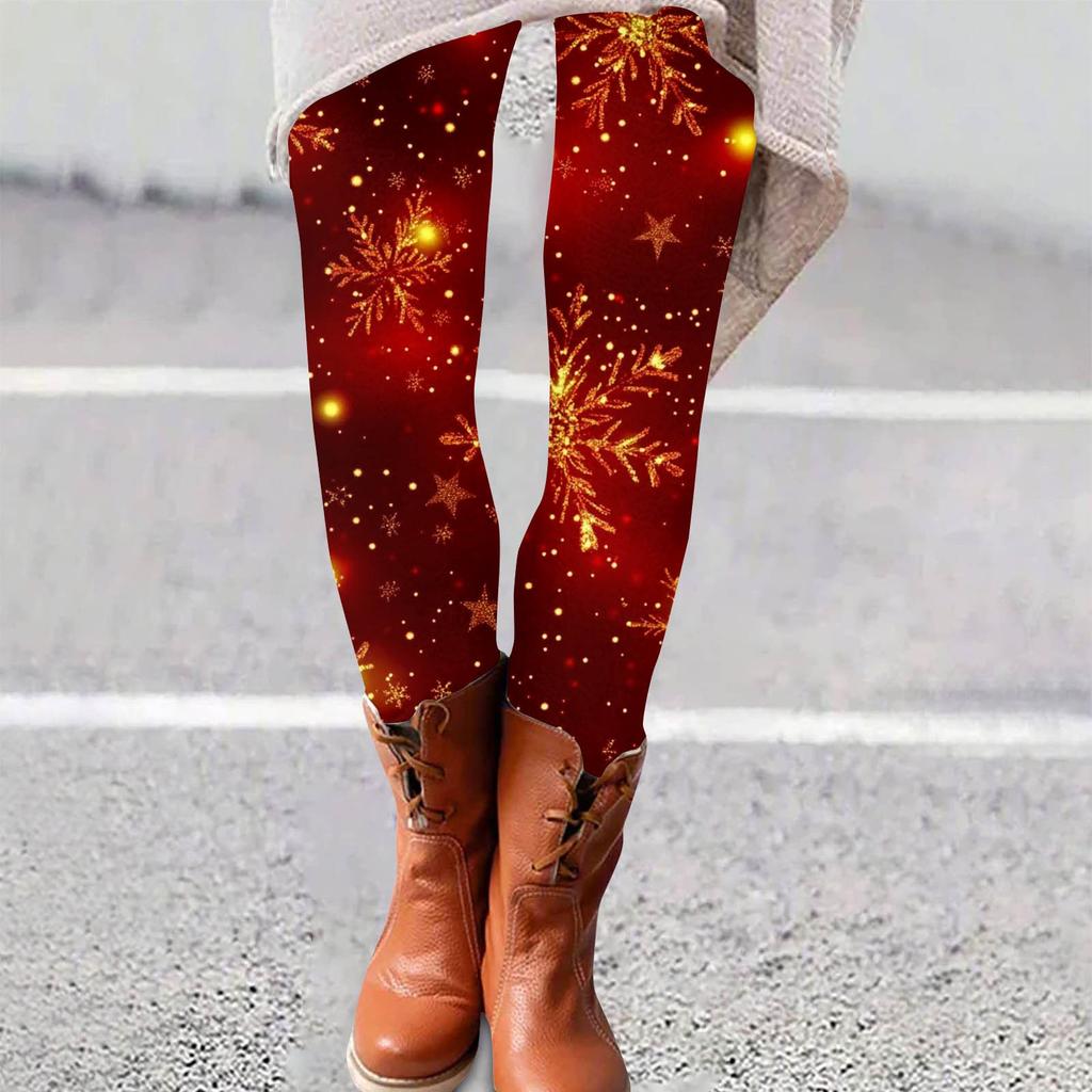 Женские брюки с рождественским принтом, эластичные, мягкие, повседневные, домашние, спальные брюки