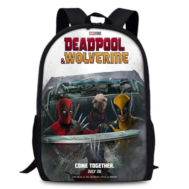 Deadpool Wolverine Backpack 15 Inch Anime Cartoon Schoolbag Lightweight