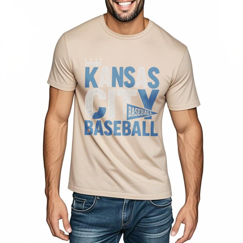 Unisexs tshirt Cotton Shirt Fashion Summer Women T Shirt Kansas City Baseball Crown Design Short Sleeve Printed Crew Neck Tops