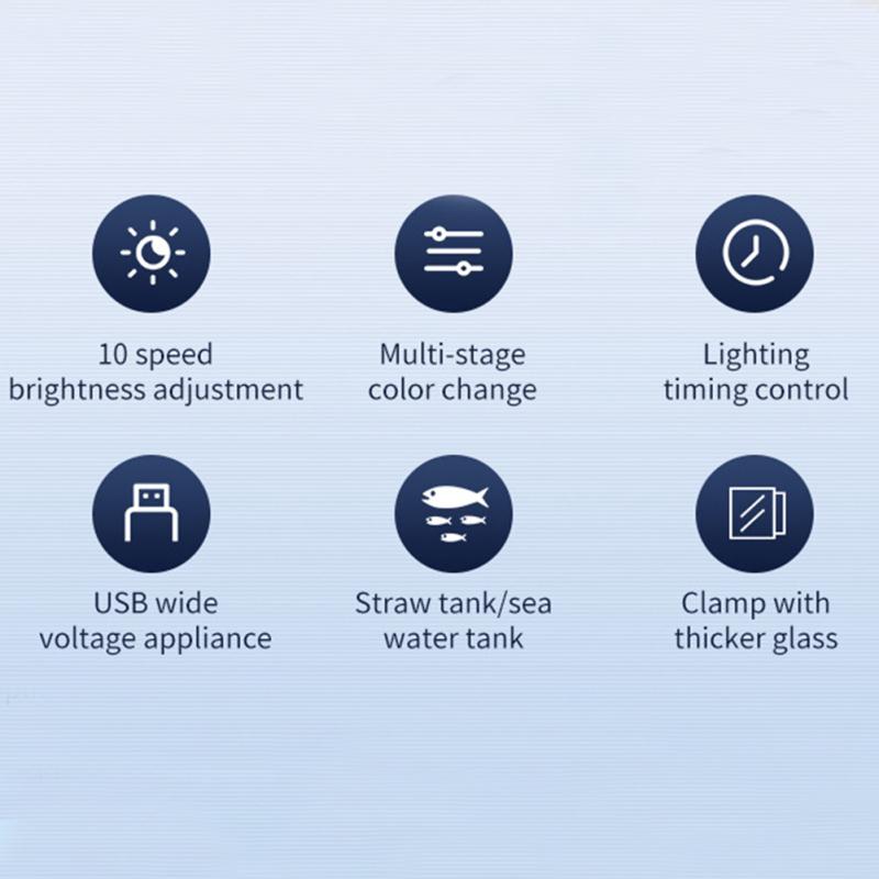 Светодиодный светильник для аквариума, светильник для аквариума с креплением на клипсу, регулируемой яркостью, вращением на 360°, полным спектром