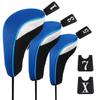 Andux Golf Wood Driver Head Cover with Replaceable Number Tag, Set of 3 (BlackBlue)