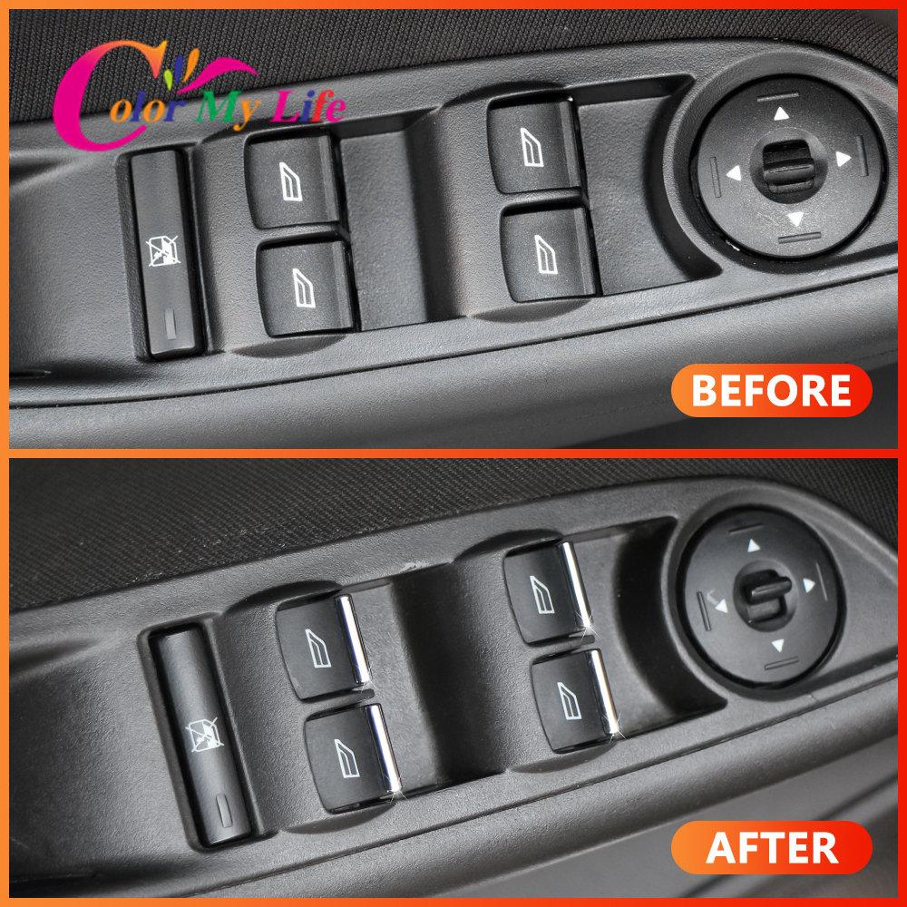 7Pcs/Set Car Window Lifter Buttons Trim Decoration Sticker Accessory for Ford Focus 2 MK2 3 MK3 2005 - 2018