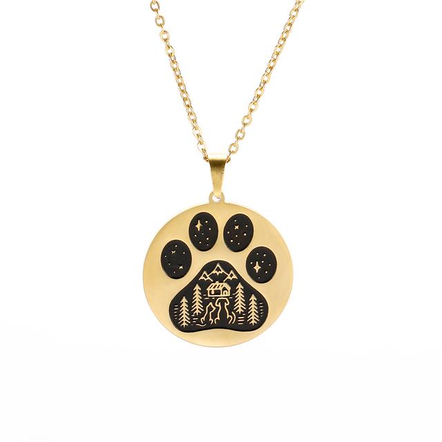 COOLTIME Animal Dog Wolf Cat Claw Paw Pendant Necklace for Women Men Stainless Steel Choker Necklaces Couple Jewelry Birthday