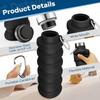 17oz Collapsible Water Bottle Silicone Leakproof Foldable Water Bottle Eco-Friendly Lightweight Sport Water Bottle Hiking