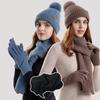 Winter Knitted Wool Hat Women Warm Hat Scarf Gloves Three-Piece Ear Protection Cap Sleeve Cap Skullies Beanies