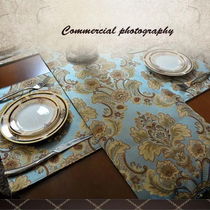 Атласный жаккардовый светильник, роскошный стол, флаг, ТВ-шкаф, обеденный стол, противоскользящая ткань, декоративная скатерть с кисточками из бисера