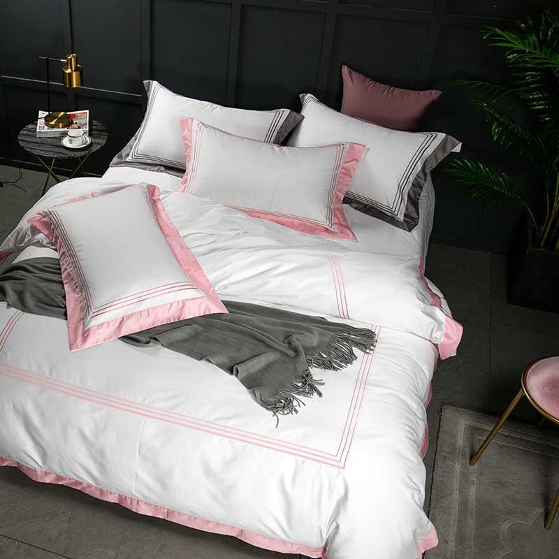 WTEMPO Жаккардовый комплект постельного белья в европейском стиле, 4 шт., кружевное постельное белье, комплект атласного пододеяльника, комплект простыней