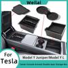 Для Tesla Model Y L 2025 2026 Juniper Ящик для хранения ABS Центральная консоль Подлокотник Двухъярусный ящик для хранения Органайзер Лоток Аксессуары