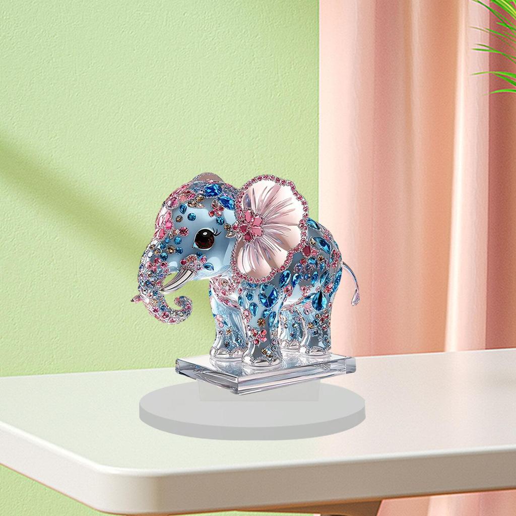 Elephant Figurine Sculpture Animal Acrylic Craft Gift Statue Ornament for Bedroom Decoration