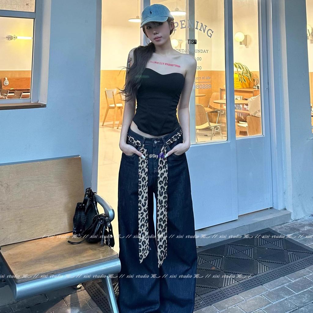 Leopard Print Belt Scarf Dual-Use Waist Chain Ribbon - Y2K Spicy Girl Style Accessory