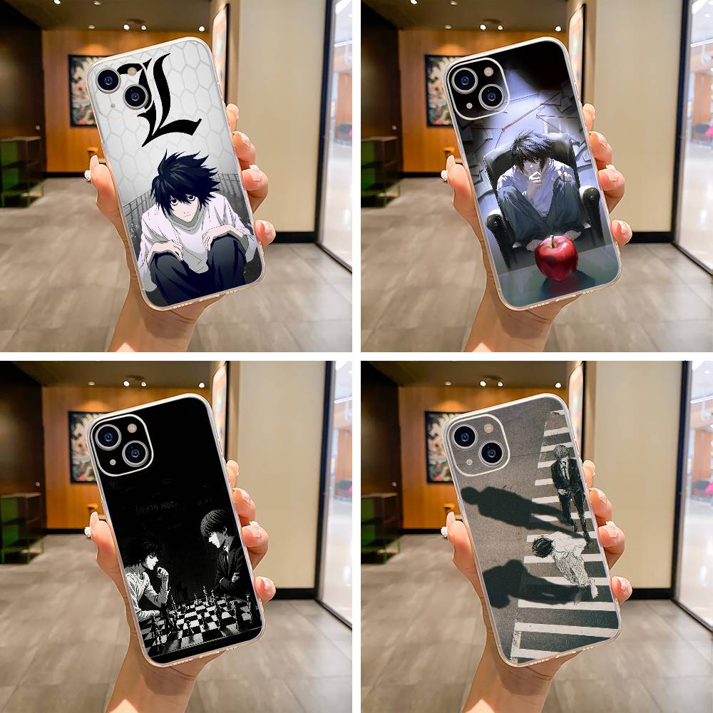 D-Смертельная тетрадь Лайт Ягами -L Чехол для телефона для iPhone17,16,15,14,13,12,11 ,Pro Max, Plus Мягкий силиконовый прозрачный чехол