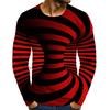 Fashionable Men's Printed T-shirt Optical Illusion Round Neck Long Sleeved Street Harajuku Exaggerated Designer Round Neck Top
