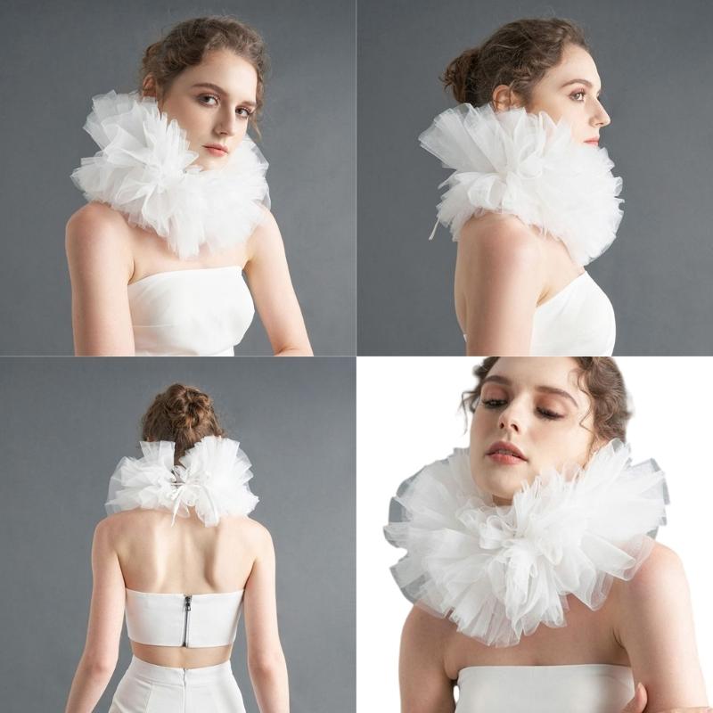 Стильный пышный дизайн, многослойная сетка, съемный искусственный воротник, косплей, клоунский чокер на шею, жабо для модных женщин