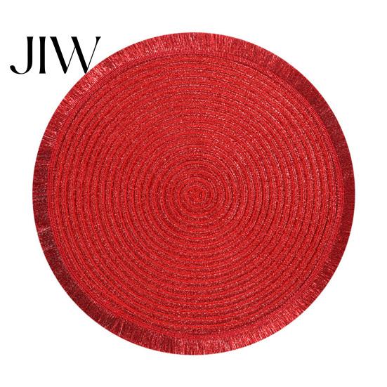 Thermal Insulation Table Mat Christmas Round with Tassel, Heat Resistant PP Placemat, Waterproof Protectors Decorative for Holiday And New Year Party