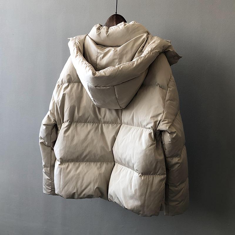 Solid Women's Winter Autumn Down Jacket Hooded Collar Short Single-Breasted Coat Preppy Style Parka Ladies Chic Outwear Female