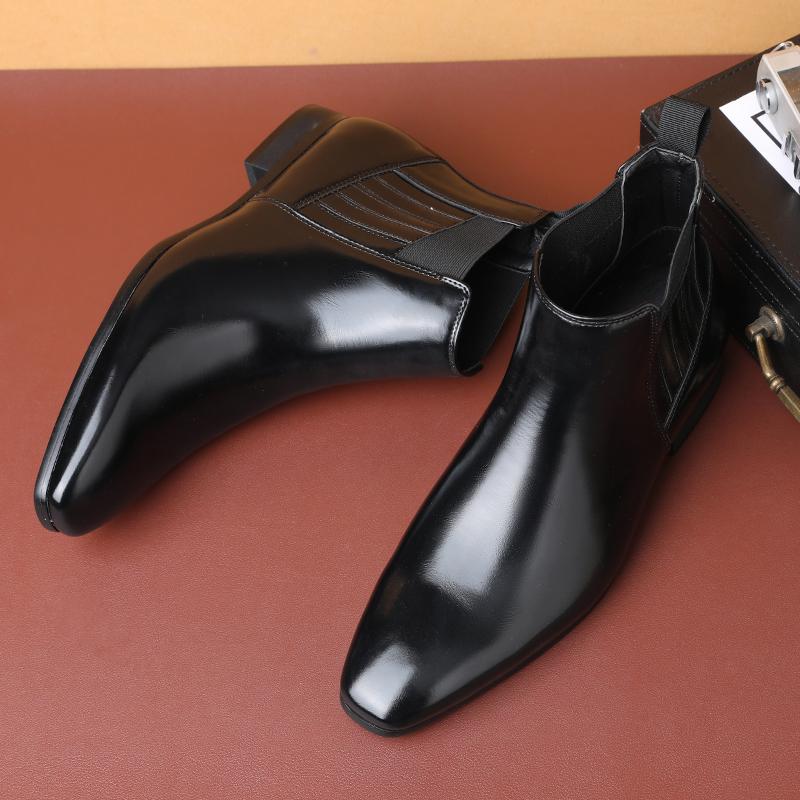 Модные мужские классические ретро-ботинки «Челси», мужские модные короткие ботильоны в британском стиле, мужские повседневные высокие кожаные туфли