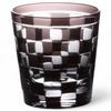 Mizukage Kiriko Rocks Glass Checkered Bisho J-kitchens Cup, 85xH90mm, 260cc, Purple, (Current Model)