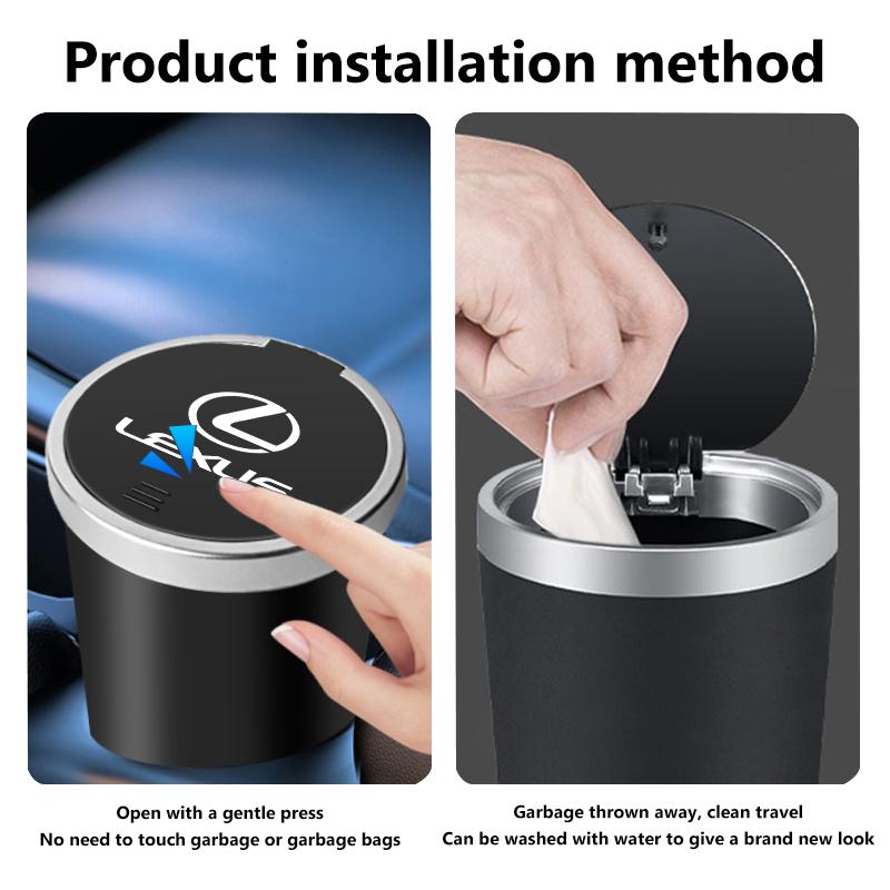 For Lexus Car Trash Bin Garbage Can Rubbish Basket Bin Organizer Storage Holder Auto Accessories IS350 ES350 IS250 IS460 IS220hNC0