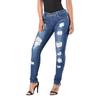 Womens Hole Button Zipper Pocket Jeans Casual Denim Flares Wide Leg Slim Pants