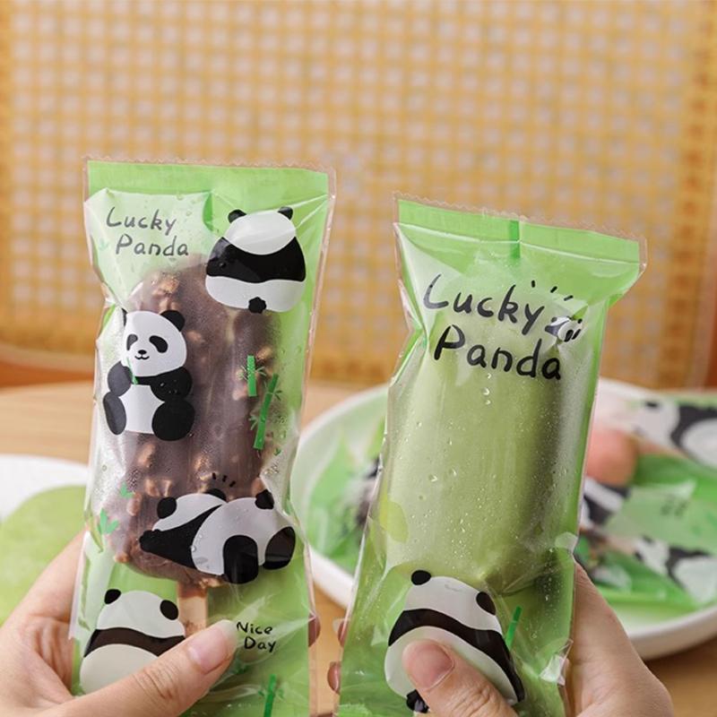 100 шт. пакет для мороженого-мороженого с пандой, одноразовый пластиковый пакет для заморозки, упаковка для мороженого-мороженого, декоративная форма