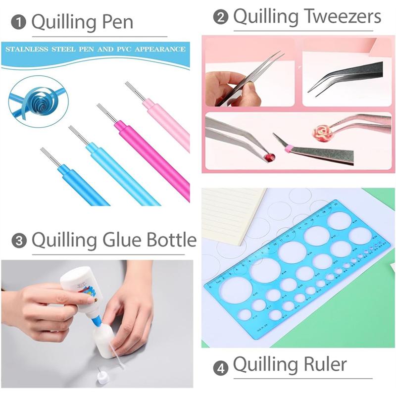 Набор для квиллинга с 28 цветами, 700 полосок, бумага для квиллинга 3 мм, 6 инструментов в комплекте