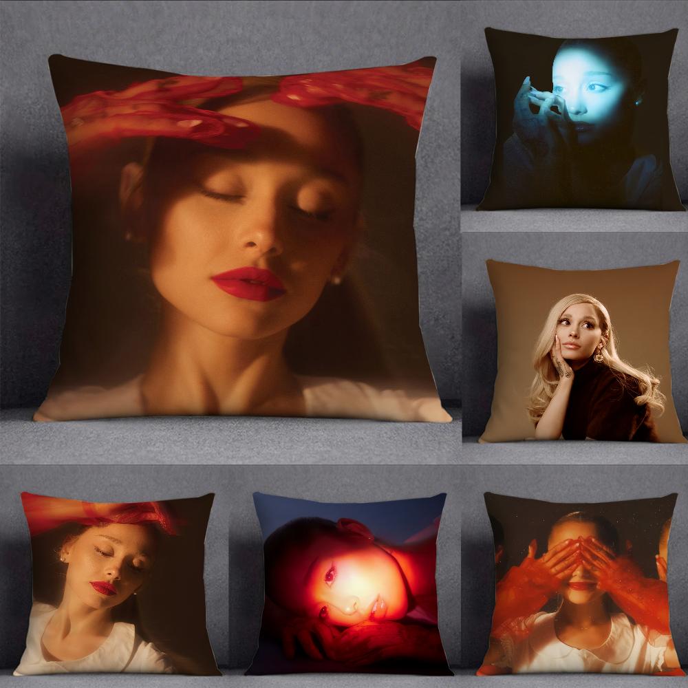 Singer A-Ariana G-Grande Hot Album Pillow Case Square Double-Sided Printing Short Plush Sofa Cushion Cover Bedroom Pillow