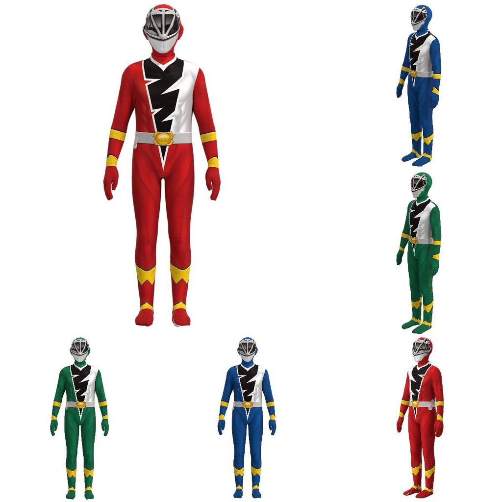 Red Green And Blue Kishiryu Sentai Ryusoulger Jumpsuit For Kids' Cosplay