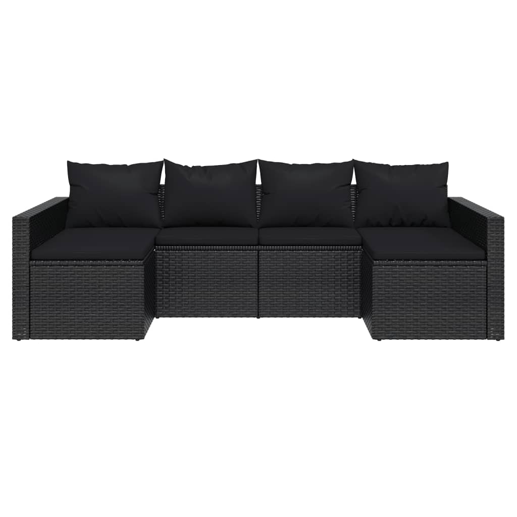 vidaXL 2-tlg. Garten-Lounge-Set mit Kissen Schwarz Poly Rattan