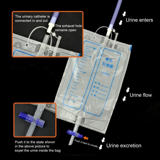Wearable Urine Collector with 2 Drainage Bags Silicone Catching Capsule Breathable Fixation Pants for Elderly Patients