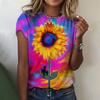 Summer 3D Digital Printed Sunflower Series Women's Round Neck Pullover Casual Loose T-Shirts Women’s