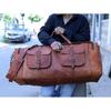 Leather Duffle Bag, Men's Overnight Bag, Leather Duffel, Classic Carry Lite Holdall, Lightweight Luggage, Carry On Baggage, Brown Men's Bag