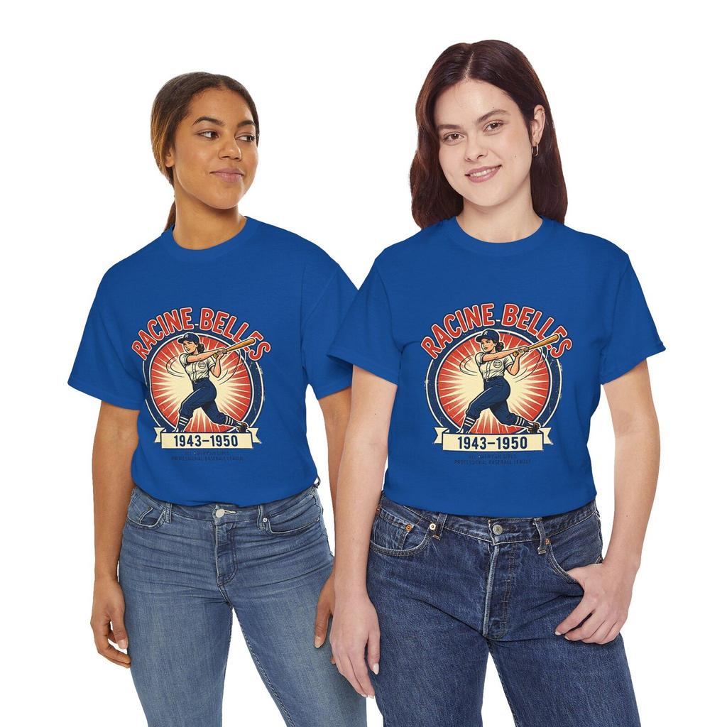 Racine Bells AAGBL Baseball Player Tee | 1943-1950 Vintage Team Shirt and kids tshirt
