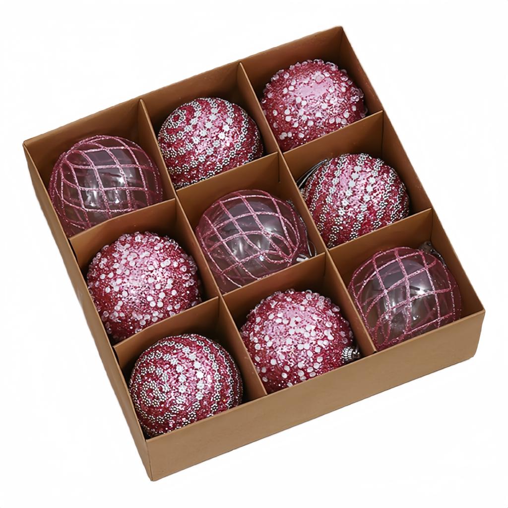 8CM 9Pcs Christmas Ball Ornament Christmas Tree Holiday Decoration Home Christmas Decoration Accessories