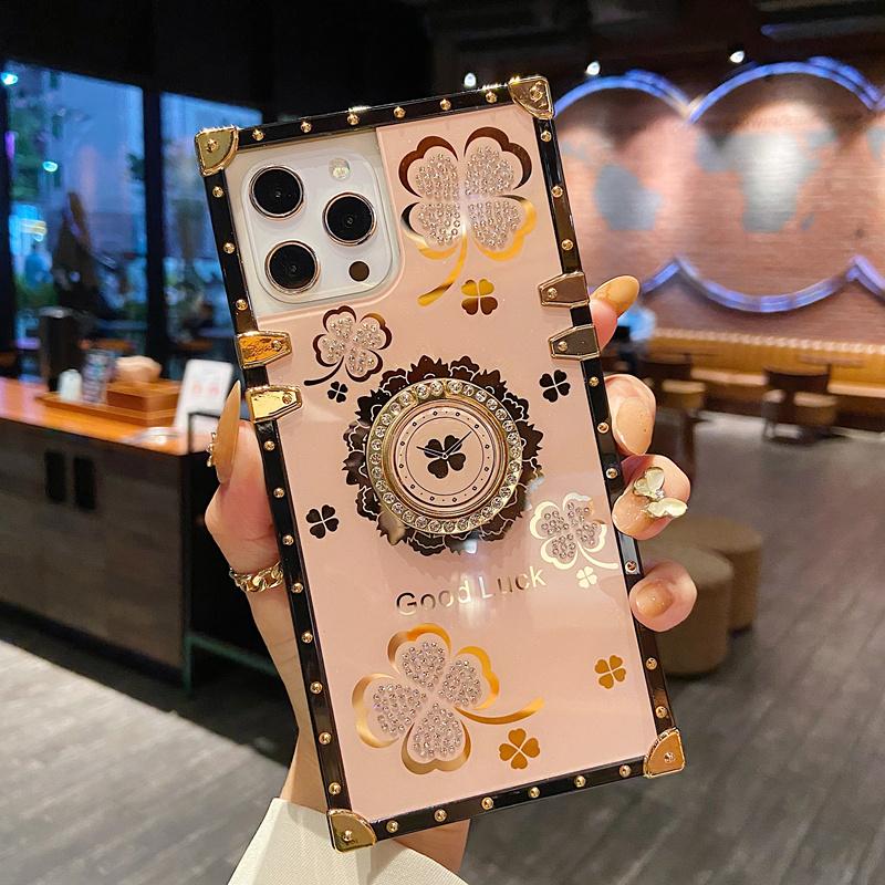 Креативный квадратный ремешок с ромбовидными перьями и листьями для IPhone 15 14 13 12 11 Pro Max чехол для Redmi 9 9A 9C Note 10 9/Samsung S23 S22 Ultra S21 A22 A52 A12