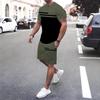 Повседневный летний легкий мягкий мужской комплект из шорт и футболки с коротким рукавом, простой, с полосатой вставкой, унисекс, спортивная одежда