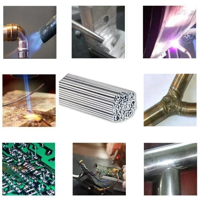 60pcs Low Temperature Easy Melt Aluminum Universal Silver Welding Rod Cored Wire Rod Solder No Need Solder Powder Weld Bar