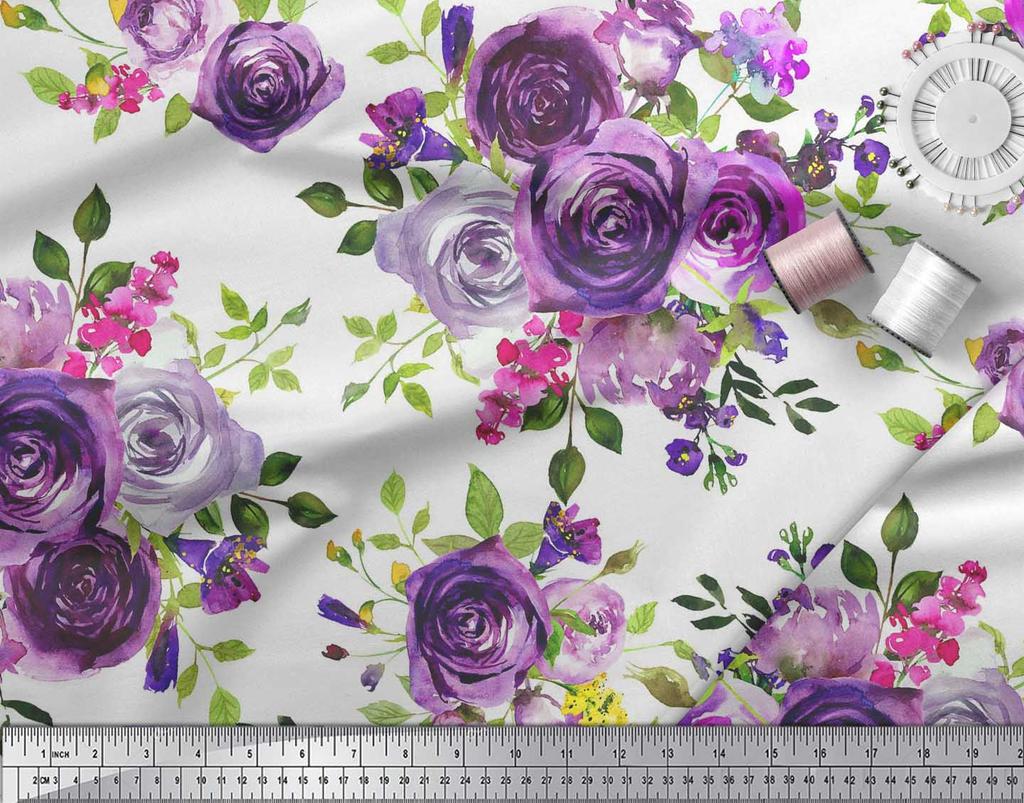 Soimoi Японский креп-атлас с принтом листьев и цветов розы по метрам 42 дюйма