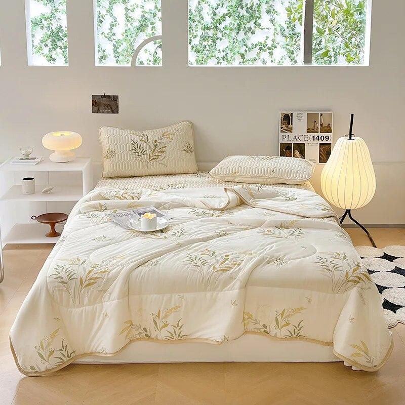 Летнее охлаждающее одеяло, комплект постельного белья, кондиционер, одеяло, латексные простыни и наволочки для односпальной двуспальной кровати