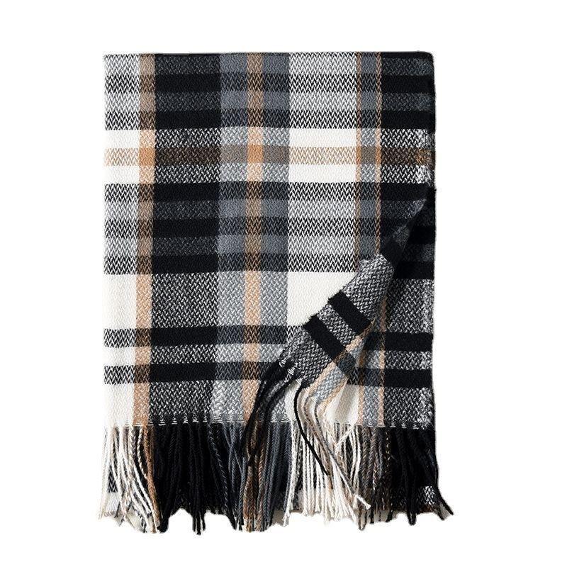 New Thickened Scarf Korean Sweet Warm Imitation Cashmere Scarf Plaid Shawl Student Scarf Women