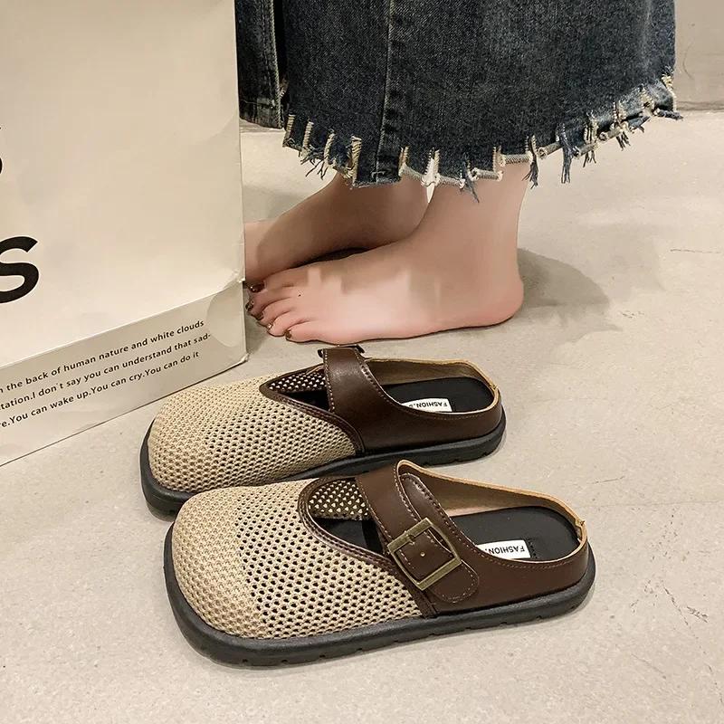Летне-осенние новые женские тапочки для ношения на улице, женские тапочки на толстой подошве с закрытым носком, сандалии