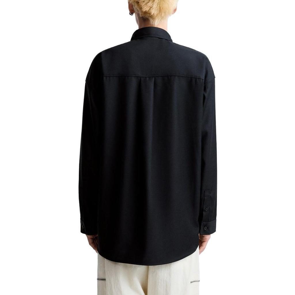 Zara X Maison Special Collaboration Solid Color Pointed Collar Long Sleeve Shirt Men Shirts Black 09621600800-33