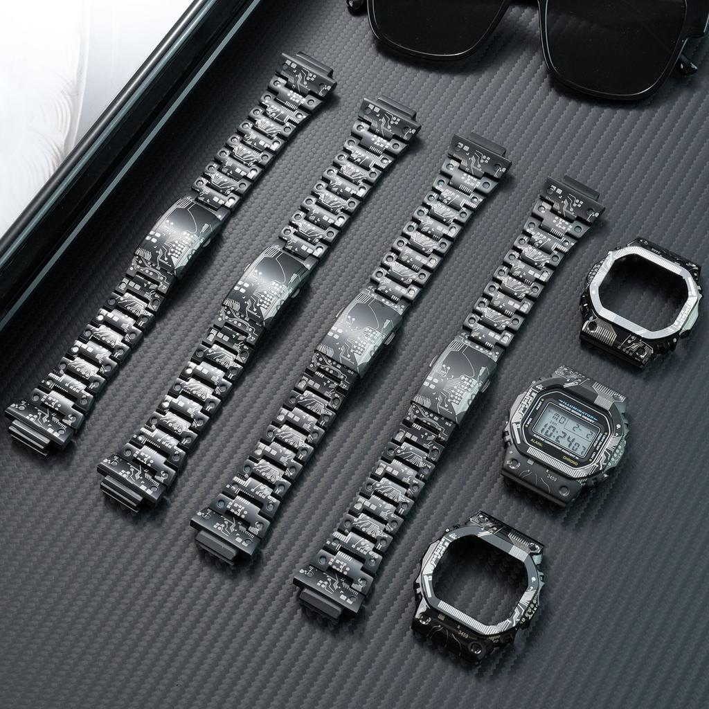 Ремешок из титанового сплава+Корпус с безелем для Casio G-Shock DW-5600 GW-M5610 GW-B5600 Комплект для модификации Набор ремешков для часов из нержавеющей стали Аксессуары